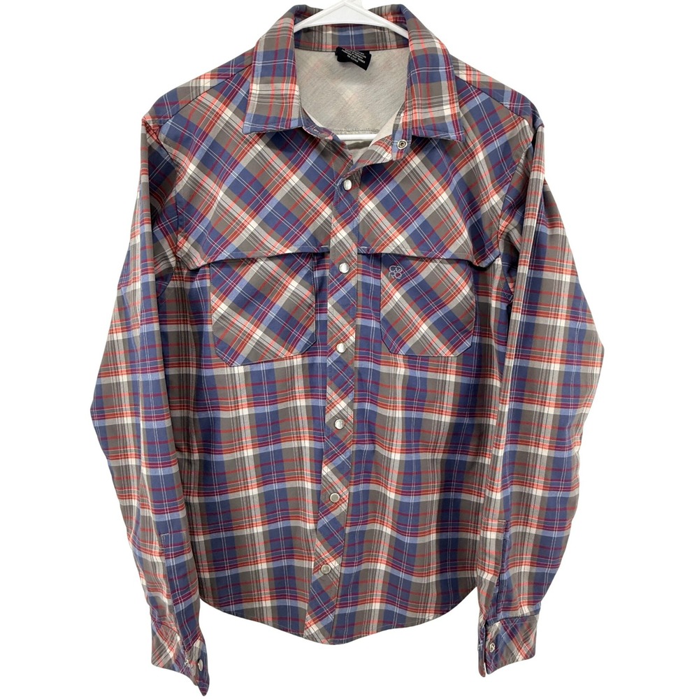 Core Concepts Shirt Womens S Blue Plaid Snap Front‎ Outdoor Hiking Long Sleeve